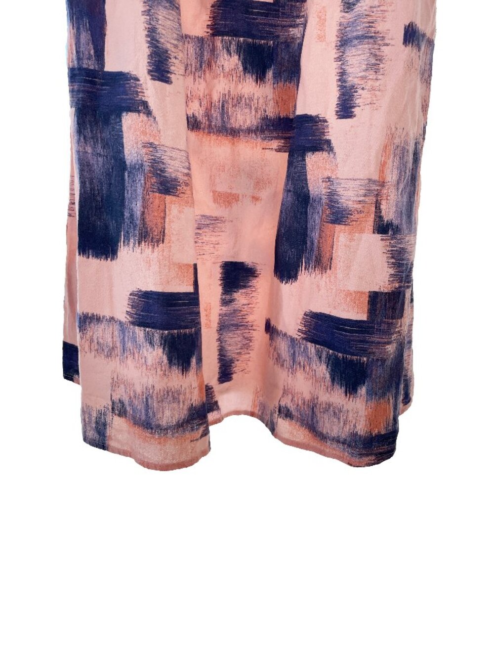 Universal Thread Abstract Small Cotton Peach Pink Blue Dress Puff Sleeve Pockets - Picture 9 of 13